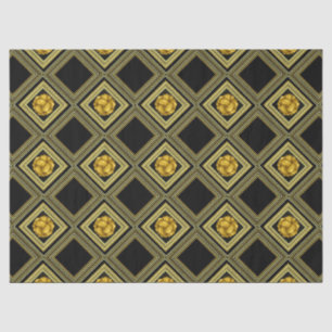 Gold Cream Black Geometric Decoupage Tissue Paper