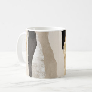 Gold Cream Black Silver Stripes Coffee Mug