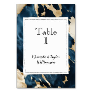 Gold Cream Blue Cream Cowhide Table Number