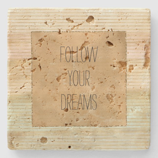 Gold Cream Blush Mint Stripes    Stone Coaster (Front)