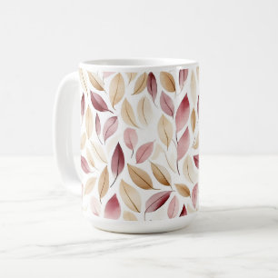 Gold Cream Blush Red Leaves Coffee Mug