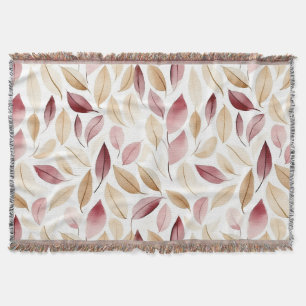 Gold Cream Blush Red Leaves  Throw Blanket