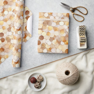 Gold Cream Brown Coin Circles Wrapping Paper