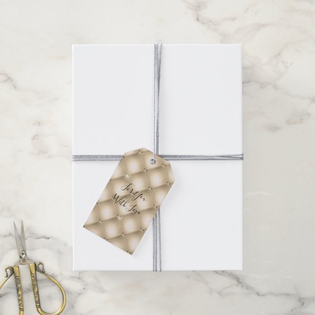 Gold Cream Champagne Diamond Gift Tags (With Twine)