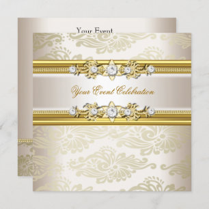 Gold Cream Embossed Look Elegant Party Invitation