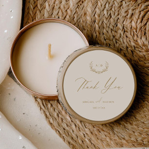 Gold & Cream Favor Sticker Wedding Thank you Tag