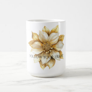Gold Cream Flower Coffee Mug