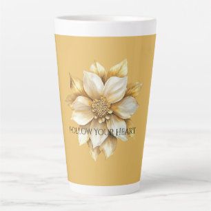 Gold Cream Flower Latte Mug