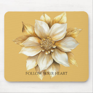 Gold Cream Flower Mouse Mat