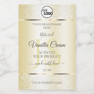 Gold Cream Glitter Product Labels Initials Logo