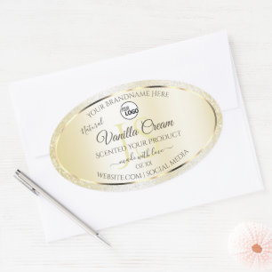 Gold Cream Glitter Product Labels Initials Logo