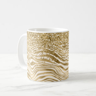 Gold Cream Glitzy Glitter Zebra Print     Coffee Mug