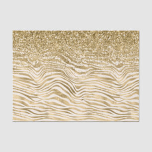 Gold Cream Glitzy Glitter Zebra Print      Tissue Paper