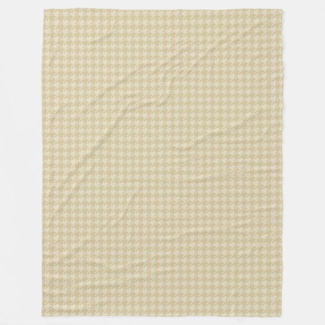 Gold Cream Houndstooth Fleece Blanket (Front)