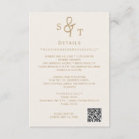 Gold Cream Minimal Wedding Details Card