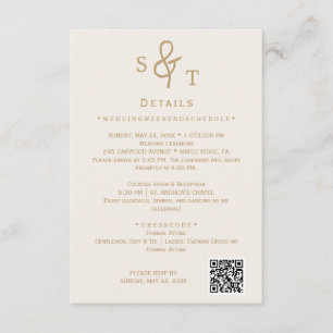 Gold Cream Minimal Wedding Details Card