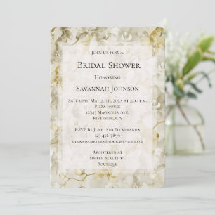 Gold Cream Orchid Flowers Bridal Shower Invitation