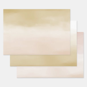 Gold Cream Peach Ombre Life is Beautiful           Wrapping Paper Sheet