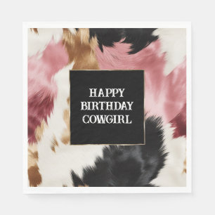 Gold Cream Pink Black Cowgirl Cowhide Napkin