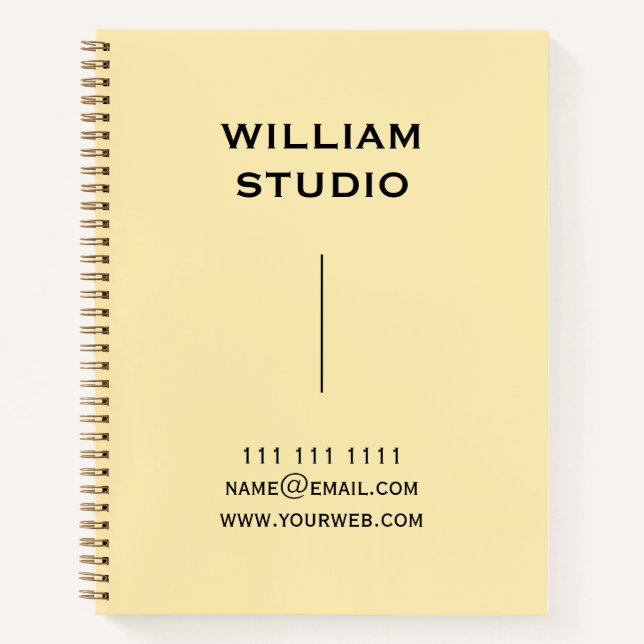 Gold Cream QR Code Minimal Modern Business Design Notebook (Front)