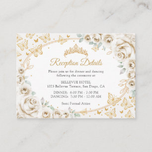 Gold Cream Quinceanera Reception Details Enclosure Card