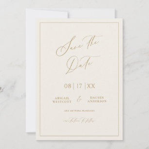 Gold & Cream Save the Date Wedding Announcement