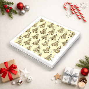 Gold Cream Typographic Christmas Tree Pattern Napkin