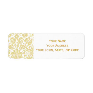 Gold Cream Vintage Damask Address Labels