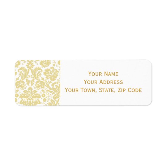 Gold Cream Vintage Damask Address Labels