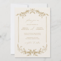 Gold & Cream Wedding Invitation Announcement Card
