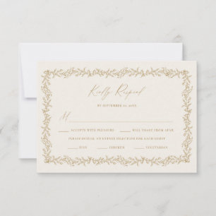 Gold & Cream Wedding Invitation RSVP Response Card