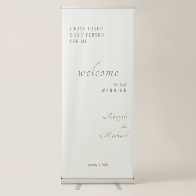 Gold & Cream Wedding Simple Retractable Banner (Front)