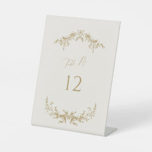 Gold & Cream Wedding Table Number Card Sign