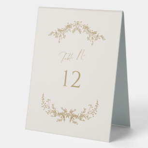 Gold & Cream Wedding Table Number Card Sign
