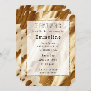Gold Cream Western Cowhide Invitation