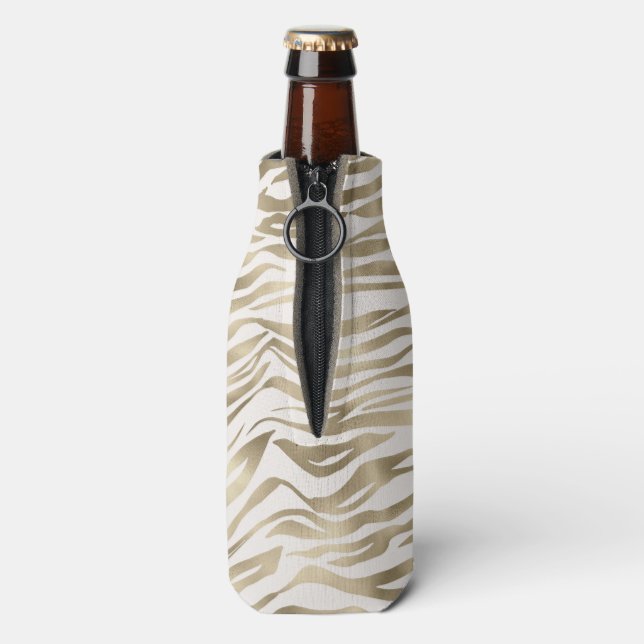 Gold Cream Zebra Print    Bottle Cooler (Bottle Back)
