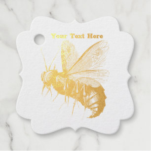 Gold Creepy Gothic Bee Skulls on Wings Favour Tags