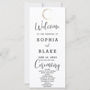 Gold Crescent Moon Celestial White Wedding Program