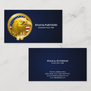 Gold Crest Eagle Emblem USA Flag   Dark Blue Business Card