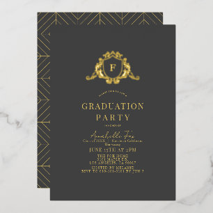 Gold Crest Monogram Dark Grey Graduation