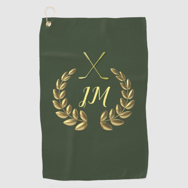 Gold Crest Personalised Monogram Golf Towel (Front)