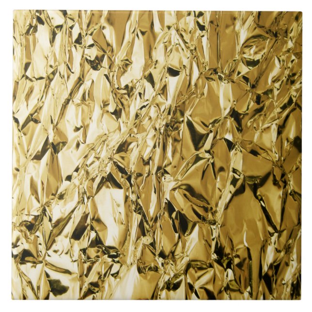 Gold crinkly tin foil plated abstract design tile (Front)