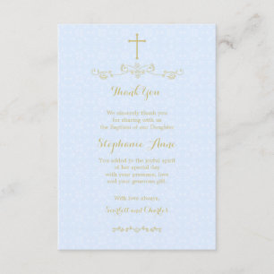 Gold Cross and Laurels in Light Blue Thank You Card