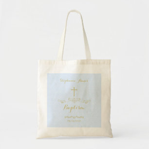 Gold Cross and Laurels in Light Blue Tote Bag