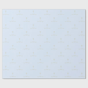 Gold Cross and Laurels in Light Blue Wrapping Paper