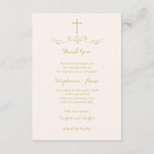 Gold Cross and Laurels Thank You Card