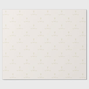 Gold Cross and Laurels Wrapping Paper