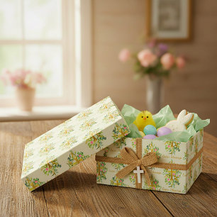 Gold cross and pink roses custom Easter  Wrapping Paper