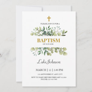 Gold Cross Baptism Invitation