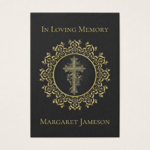 Gold Cross Catholic Funeral Memorial Holy Card -